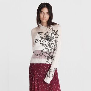 ‼️RARE‼️🎸 Rag & Bone🎸🔥NWT🔥 Floral Crew Sweater in White—size XXS